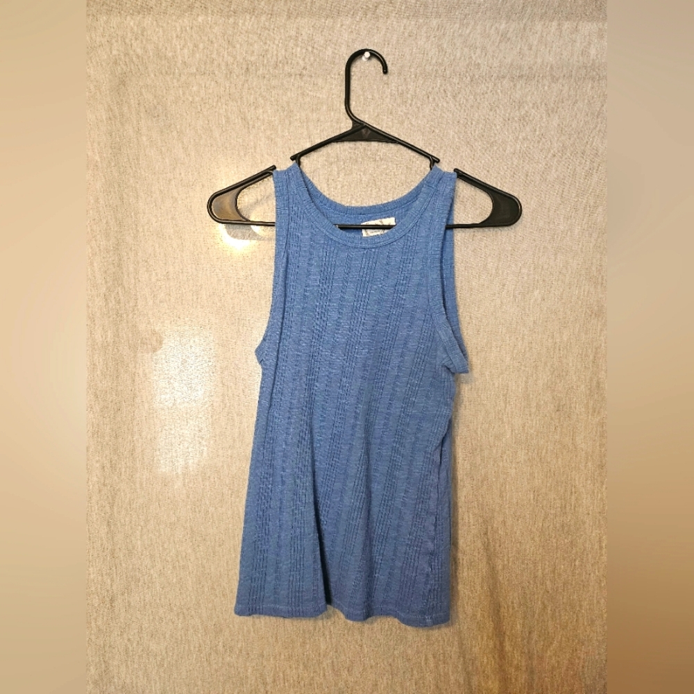 Blue high neck tank top